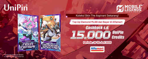 Kolaborasi MLBB x The Aspirants 2025 kembali hadir! Bonus Hingga 15Ribu UniPin Credits dengan Top Up Diamond MLBB dan Bayar di Alfamart!